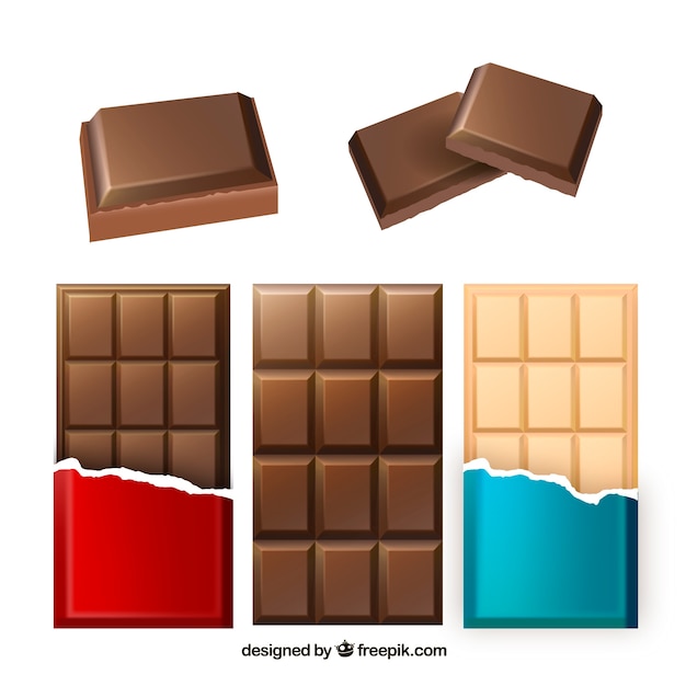 Free Vector collection of chocolate bars in realistic style