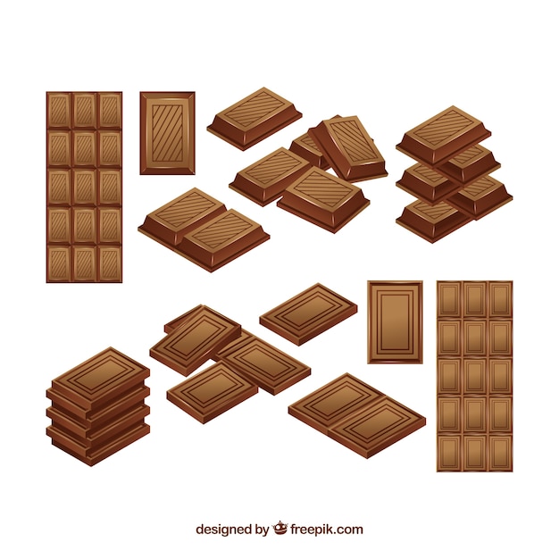 Collection of chocolate bars in realistic style