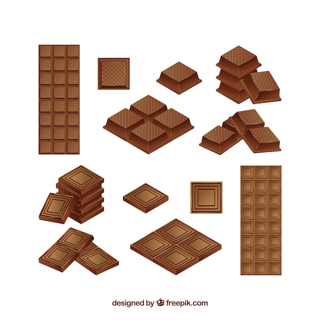 Collection of chocolate bars in realistic style