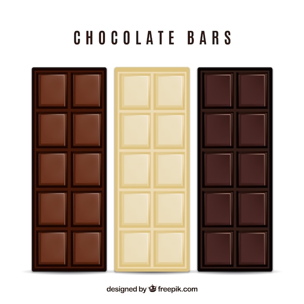 Collection of chocolate bars in realistic style