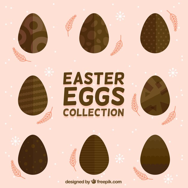 Collection of chocolate eggs for easter