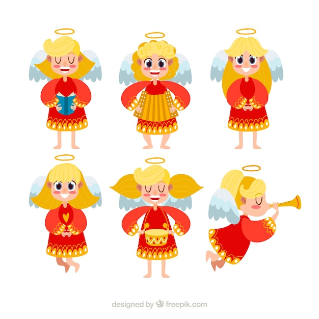 Collection of christmas angels in red robes