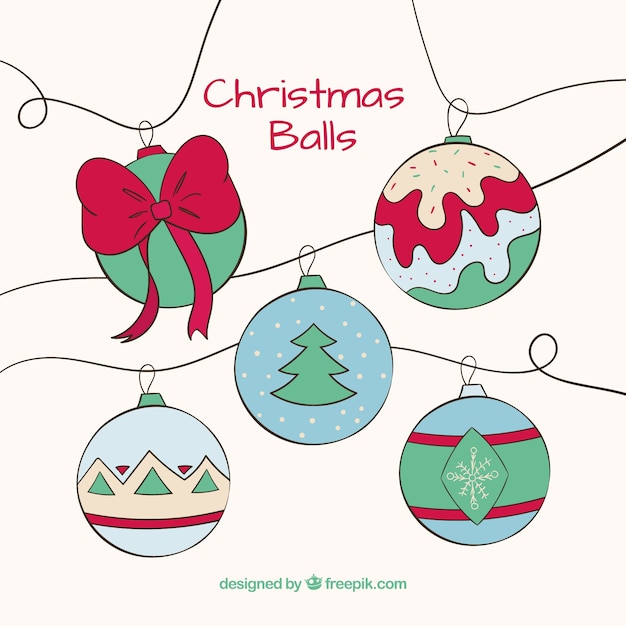 Free Vector collection of christmas balls in sketchy style