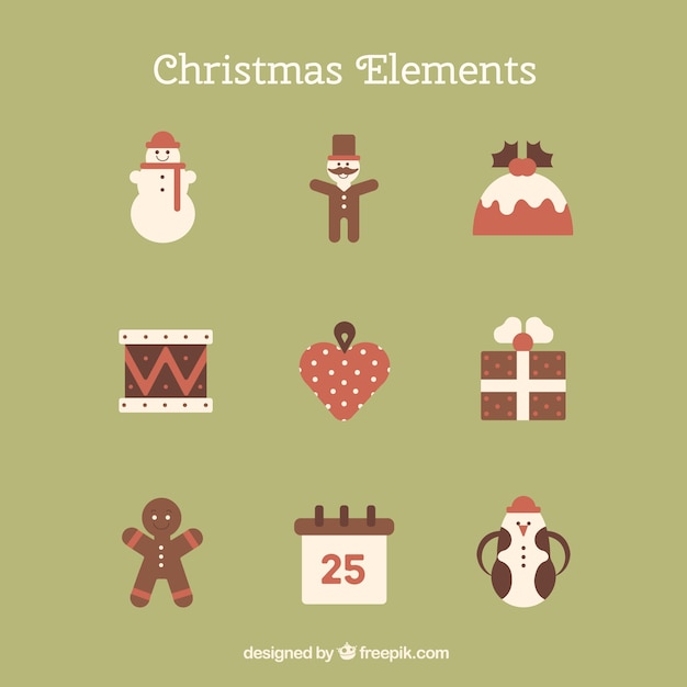 Free vector collection of christmas element icons