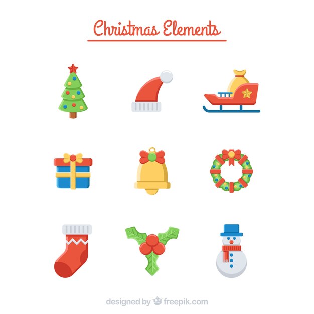 Collection of christmas elements in flat design