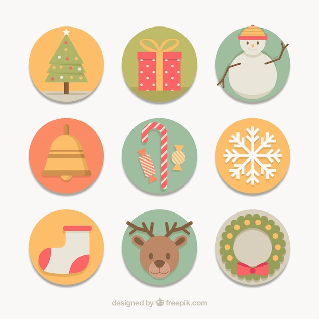 Collection of christmas elements in flat design