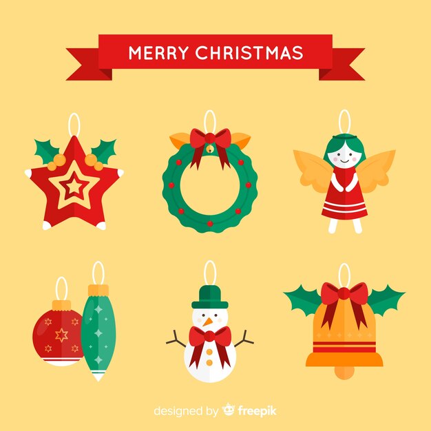 Collection of christmas elements in flat design