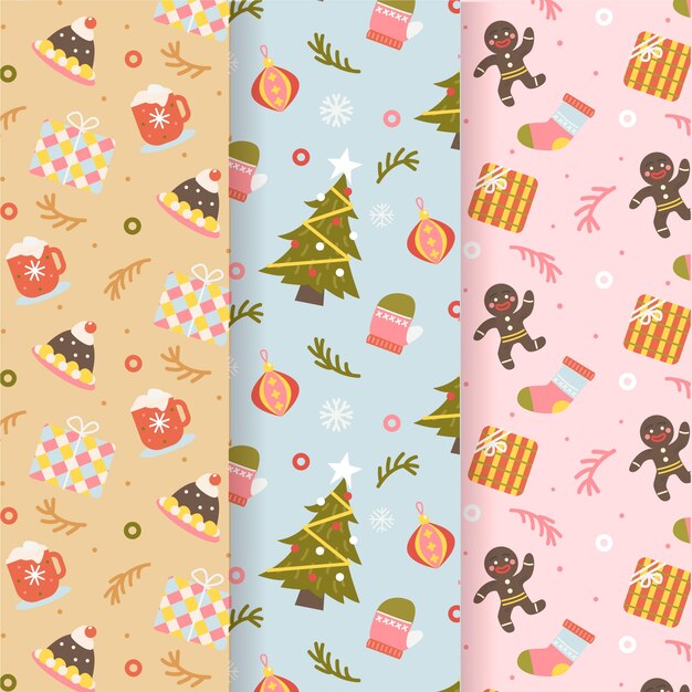 Collection of christmas pattern in flat design