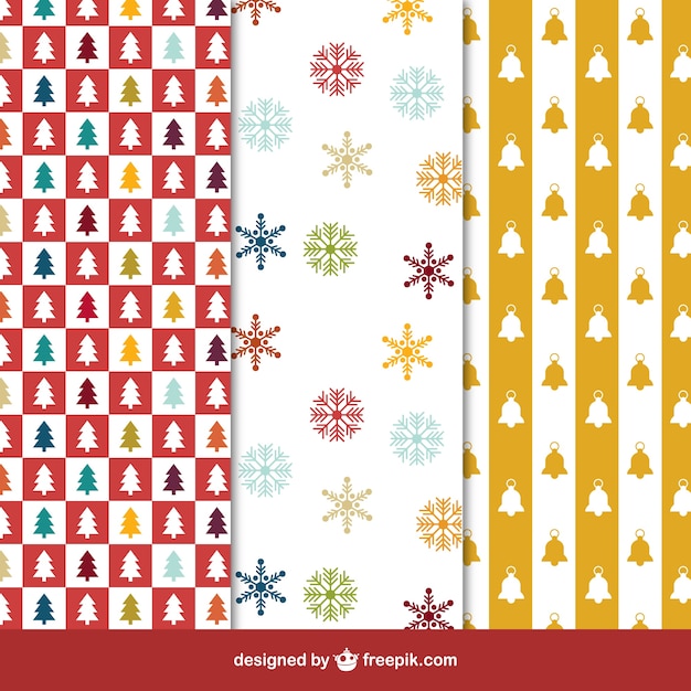 Collection of christmas patterns in colored style