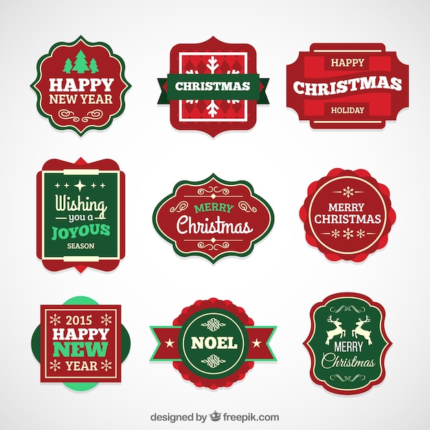 Free Vector collection of christmas retro badges