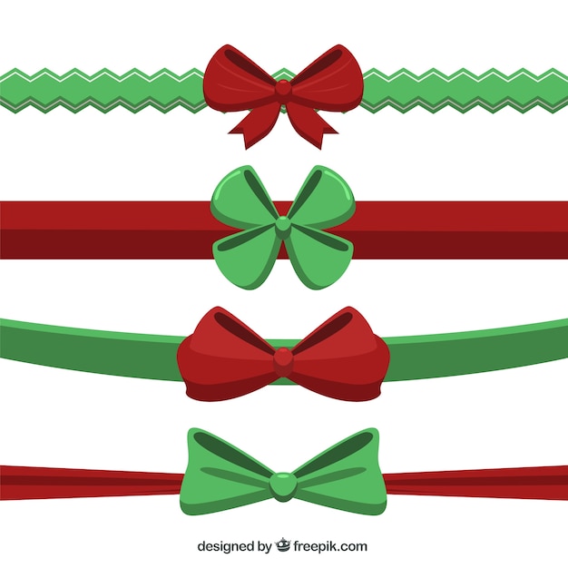 Free vector collection of christmas ribbons in flat style