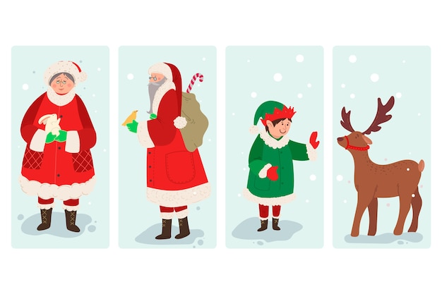 Free Vector collection of christmas stamp in flat design