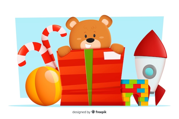 Collection of christmas toys in flat design