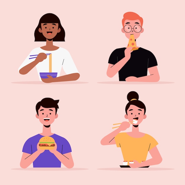 Collection of citizens with food