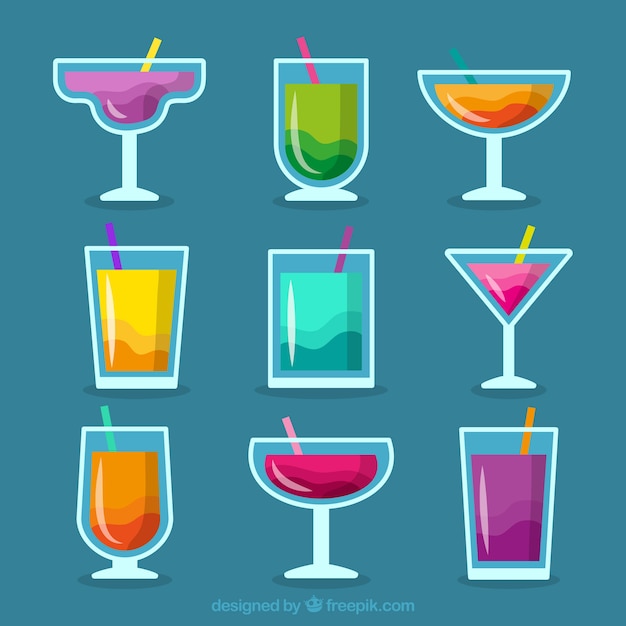 Free Vector collection of cocktail in flat design