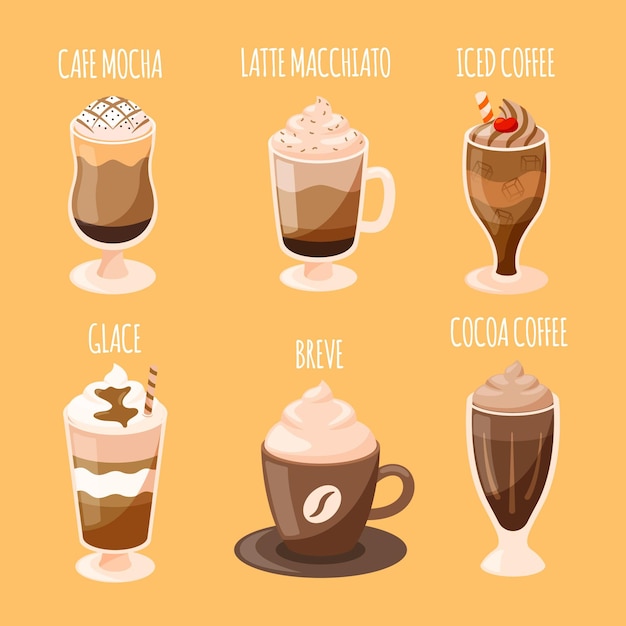 Free Vector collection of coffee types