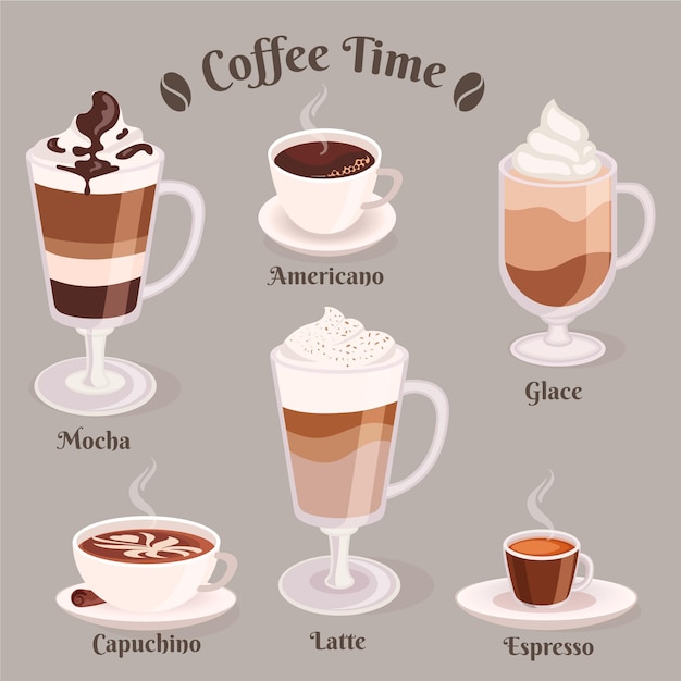 Free Vector collection of coffee types