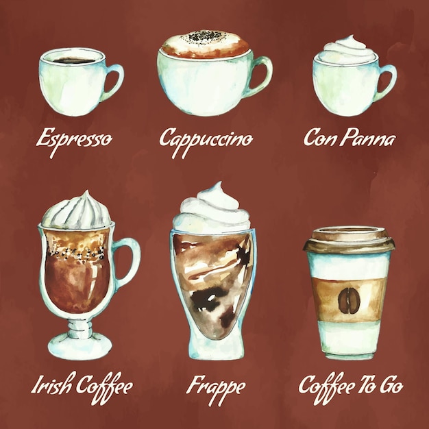 Free vector collection of coffee types