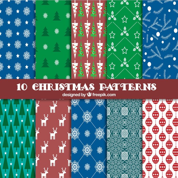 Collection of colored christmas patterns