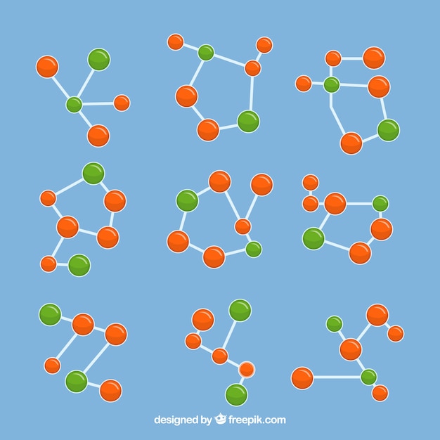 Free vector collection of colored molecular structures