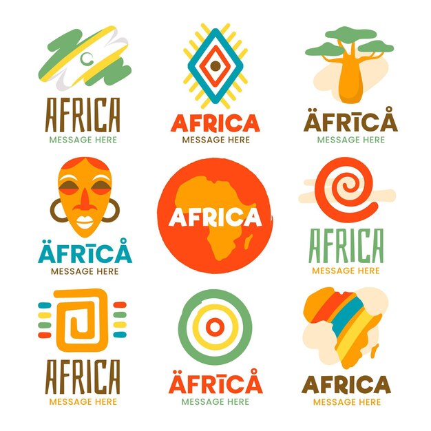 Collection of colorful africa logo templates