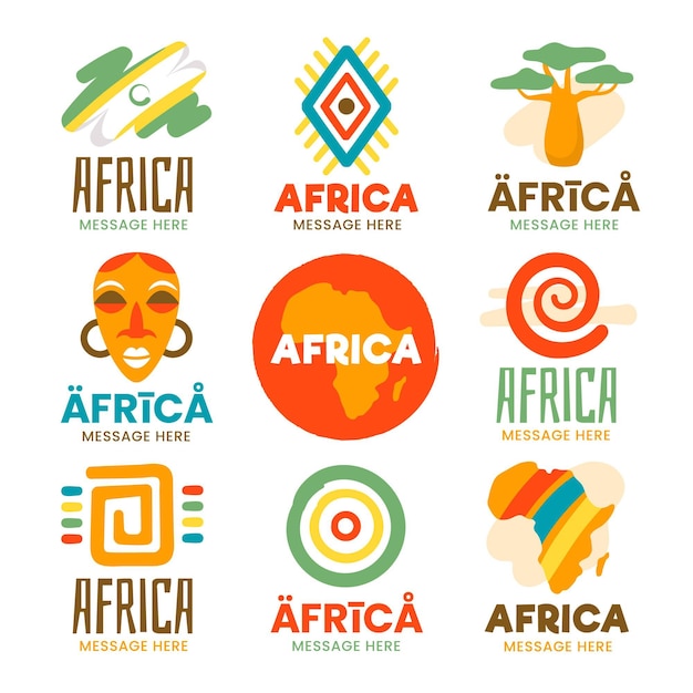 Collection of colorful africa logo templates