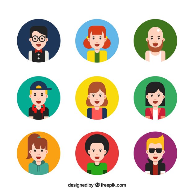 Collection of colorful avatar for men and women