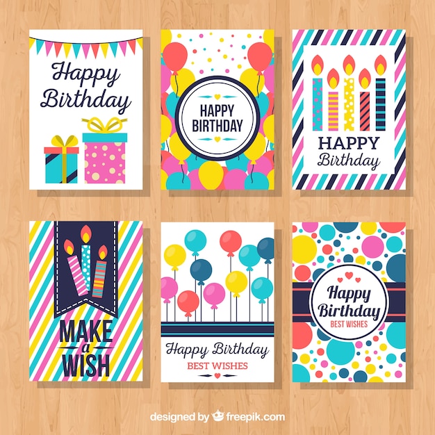 Collection of colorful birthday card