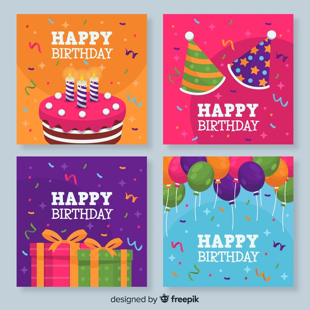 Collection of colorful birthday cards