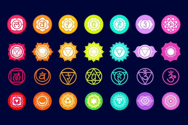 Free Vector collection of colorful chakras