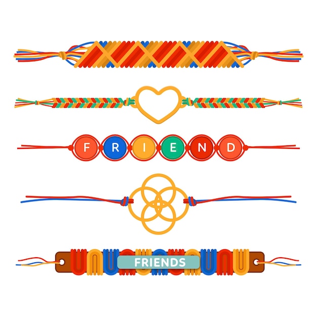 Collection of colorful friendship bands