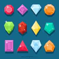 Free vector collection of colorful gemstones