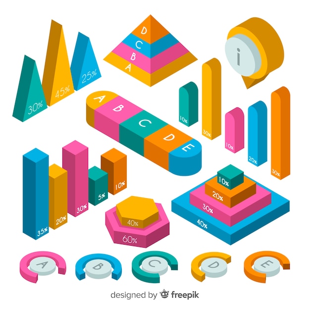 Free Vector collection of colorful infographic elements