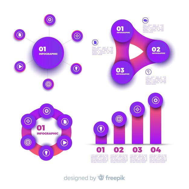 Collection of colorful infographic elements