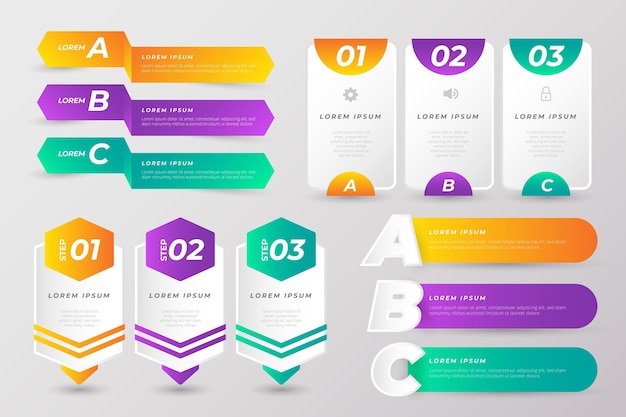 Collection of colorful infographic elements