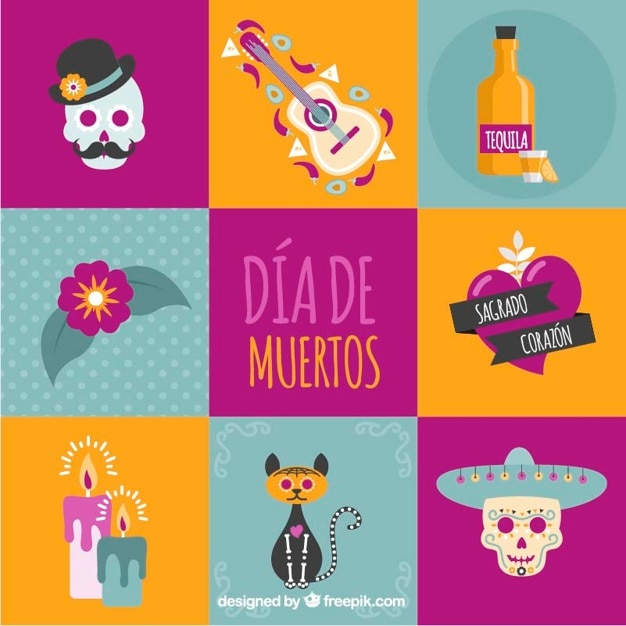 Collection of colorful mexican elements