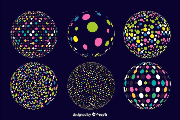 Free vector collection of colorful particle 3d geometric shapes