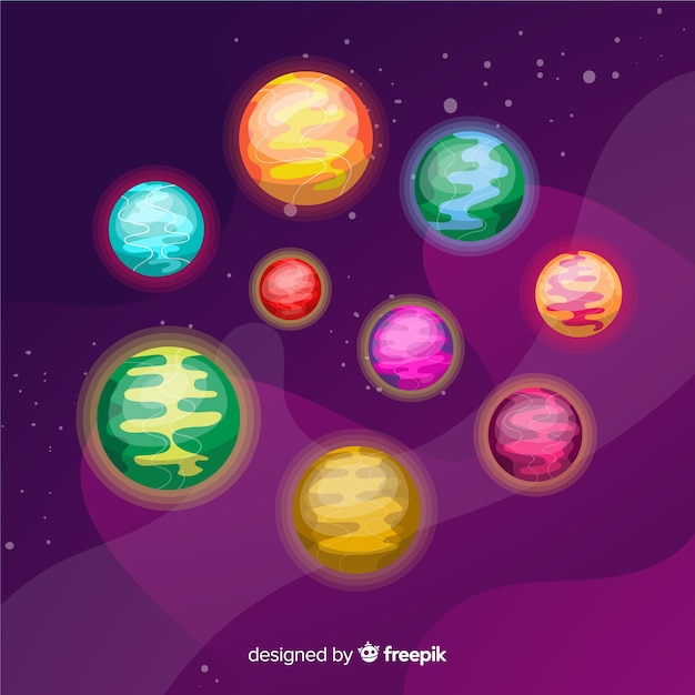 Free Vector collection of colorful planets from solar system