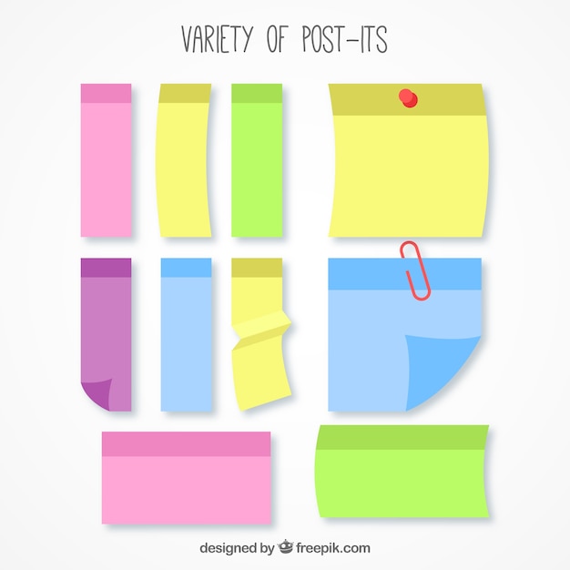 Free Vector collection of colorful post-it with different shapes