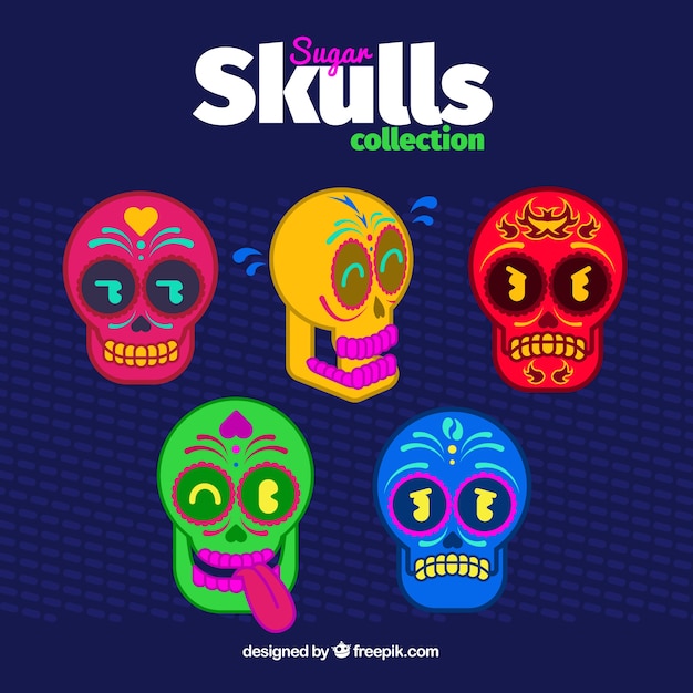 Free Vector collection of colorful skulls