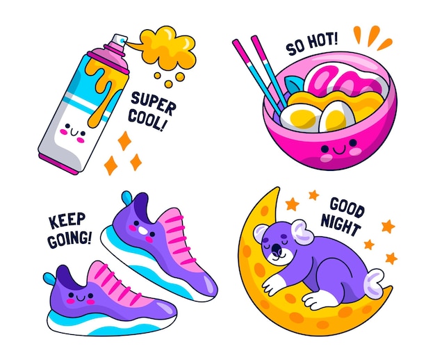 Free Vector collection of creative fun stickers