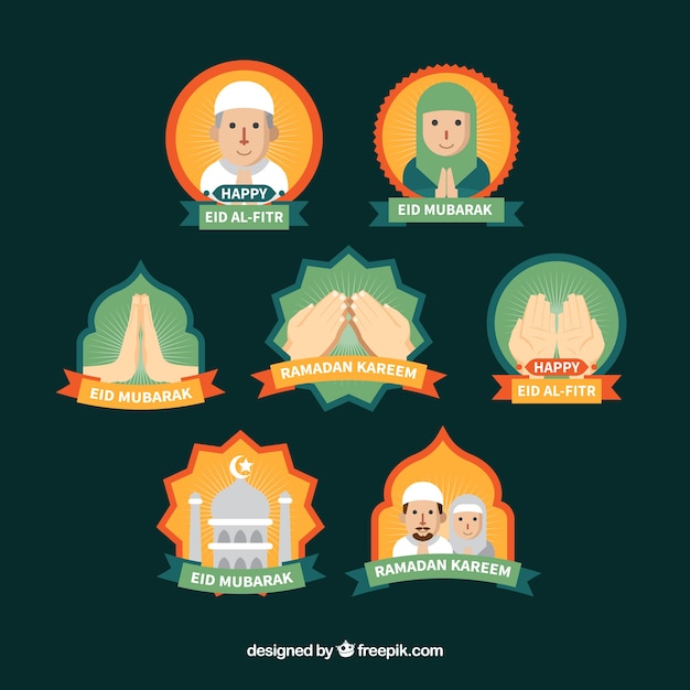 Free Vector collection of creative ramadan badges