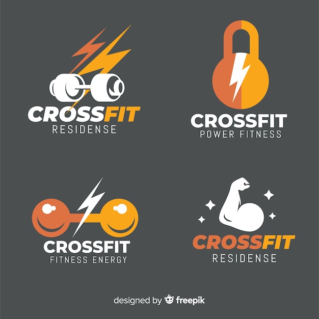 Collection of crossfit logo flat style