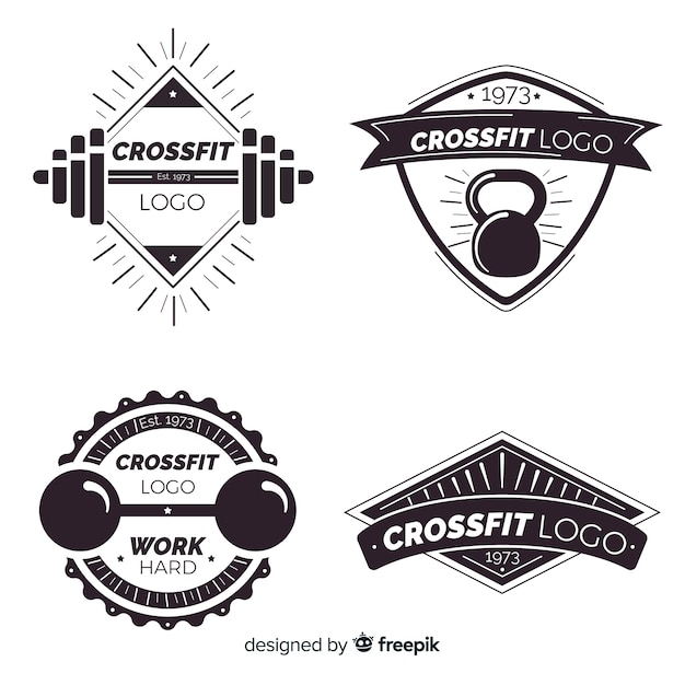 Free Vector collection of crossfit logo flat style