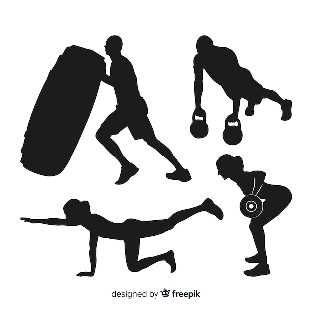 Free Vector collection of crossfit training silhouettes