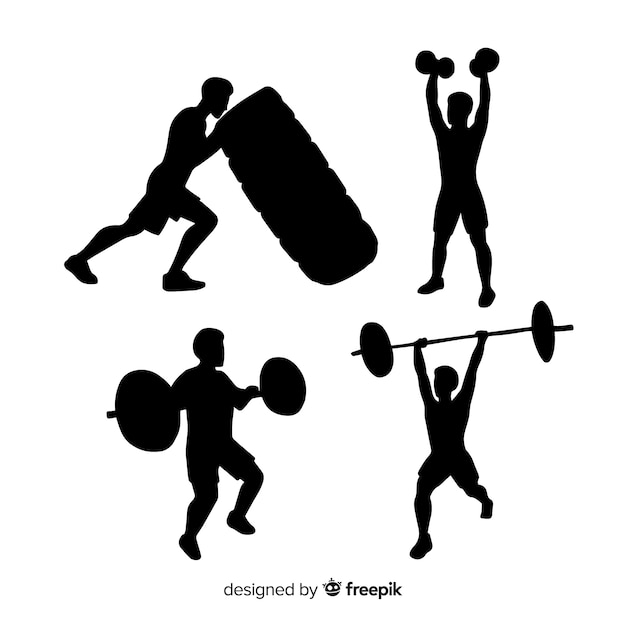 Free vector collection of crossfit training silhouettes