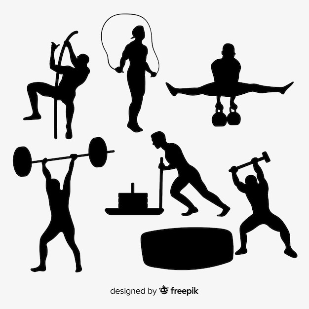 Collection of crossfit training silhouettes