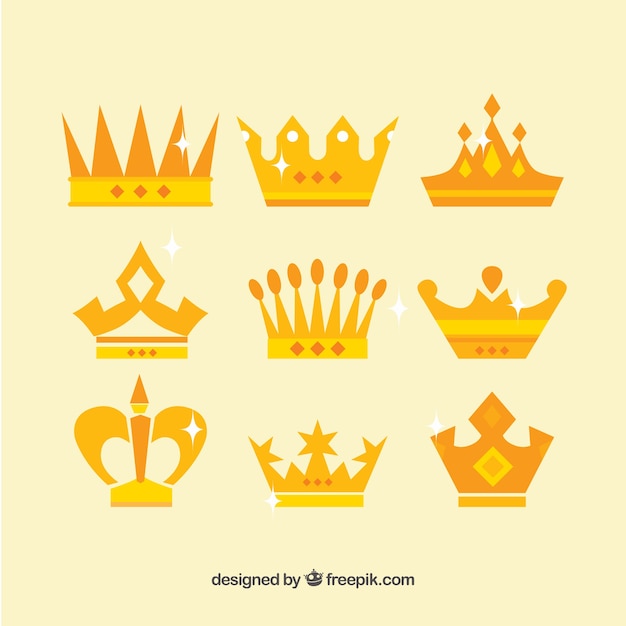 Free vector collection of crowns in flat design