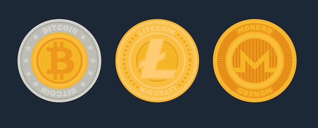 Free vector collection of cryptocurrency coins