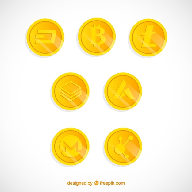 Collection of cryptocurrency coins